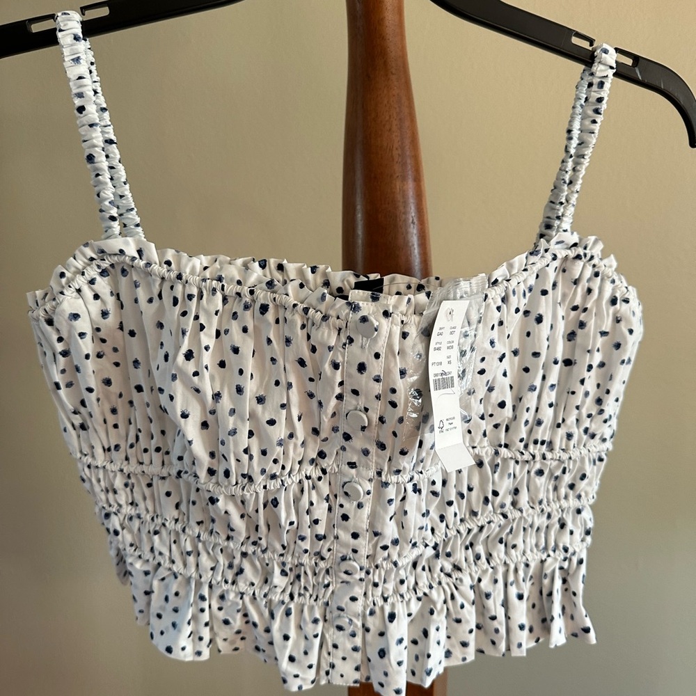 J. Crew Polka Dot Cinched Waist Top, Size XS